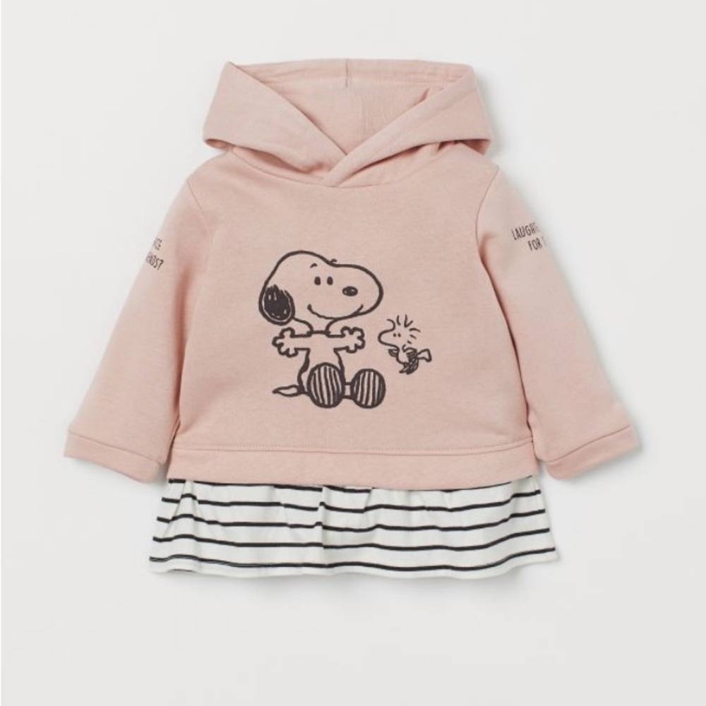 NWOT H&M Peanuts Snoopy Collaboration Mixed Media Hoodie